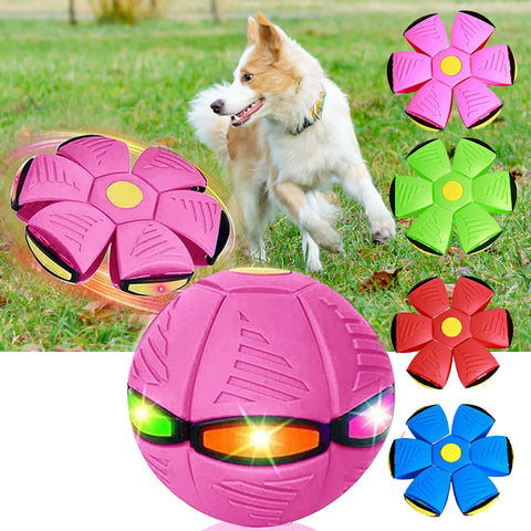 Legetøj med flyvende tallerken til hunde med lys